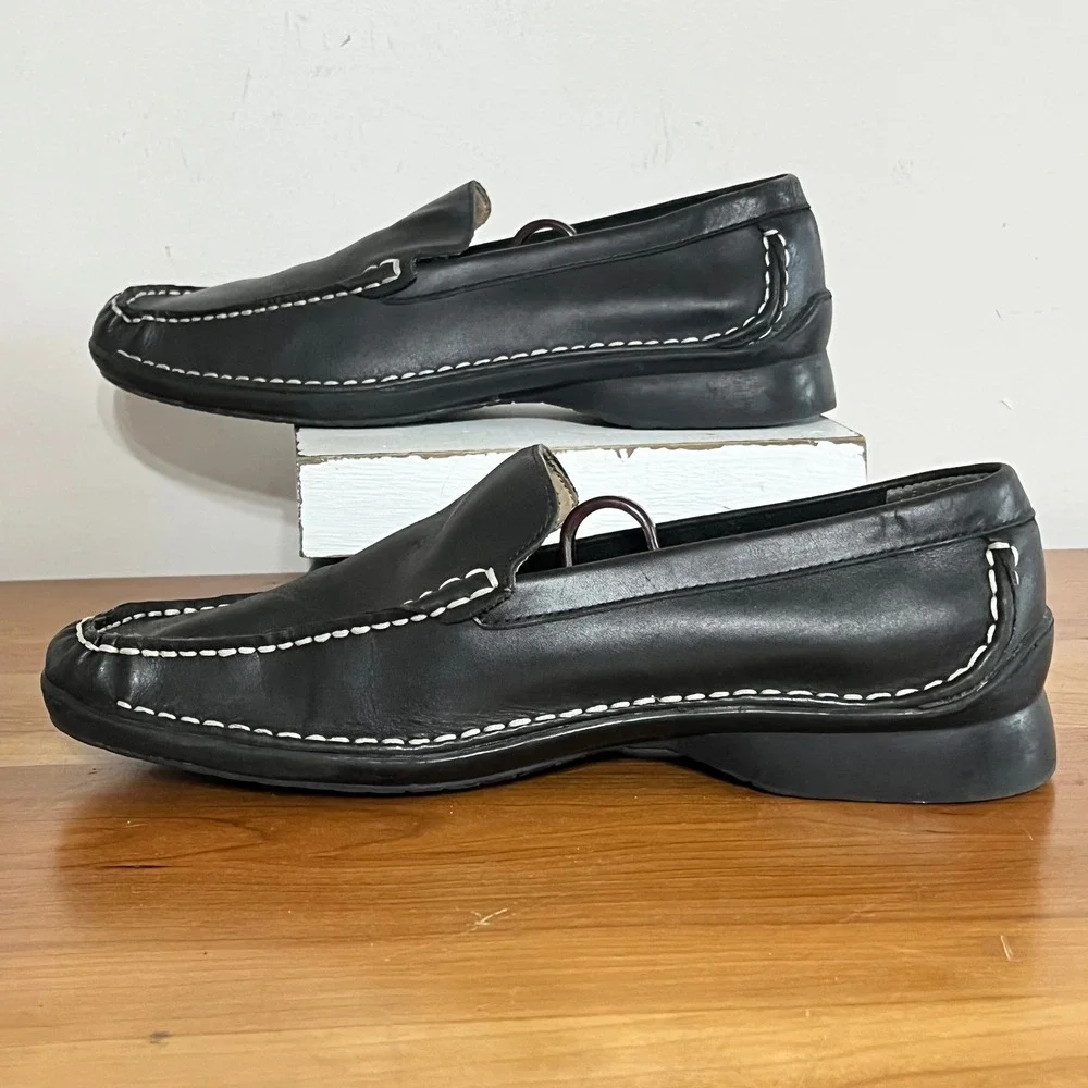 White Mountain Karma Mens Black Leather Moc Toe‎ Slip On Loafers Size 11M